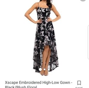 Xscape Black Embroidered Chiffon Gown